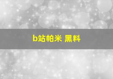 b站帕米 黑料